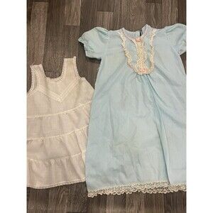 Girl's Vintage 60s 70’s Lot of 2 Nightgown and full slip 4T